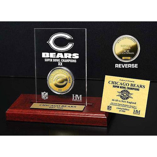 Chicago Bears SB XX Champs Etched Acrylic