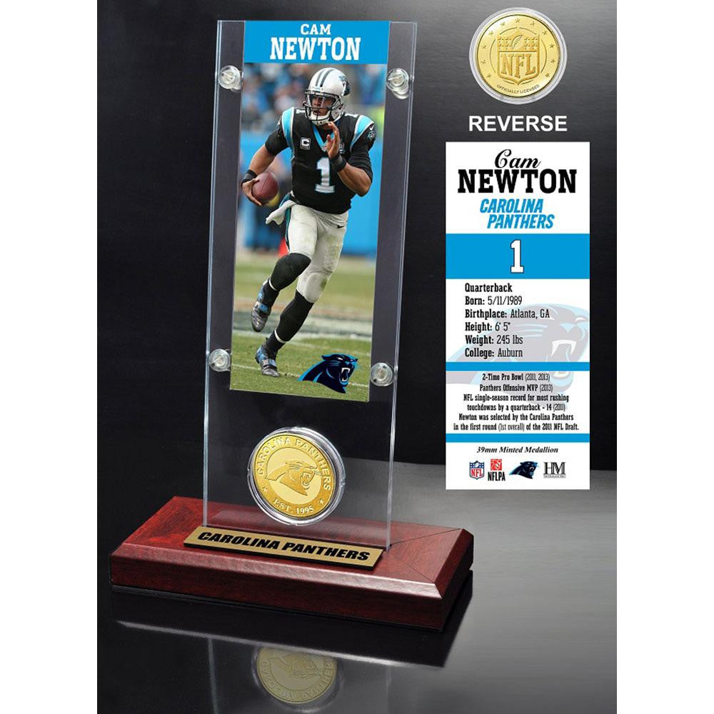 Cam Newton Ticket & Bronze Coin Acrylic Desk Top