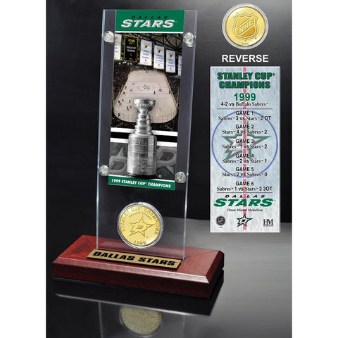 Dallas Stars Stanley Cup Champions Ticket and Bronze Coin Acrylic Display