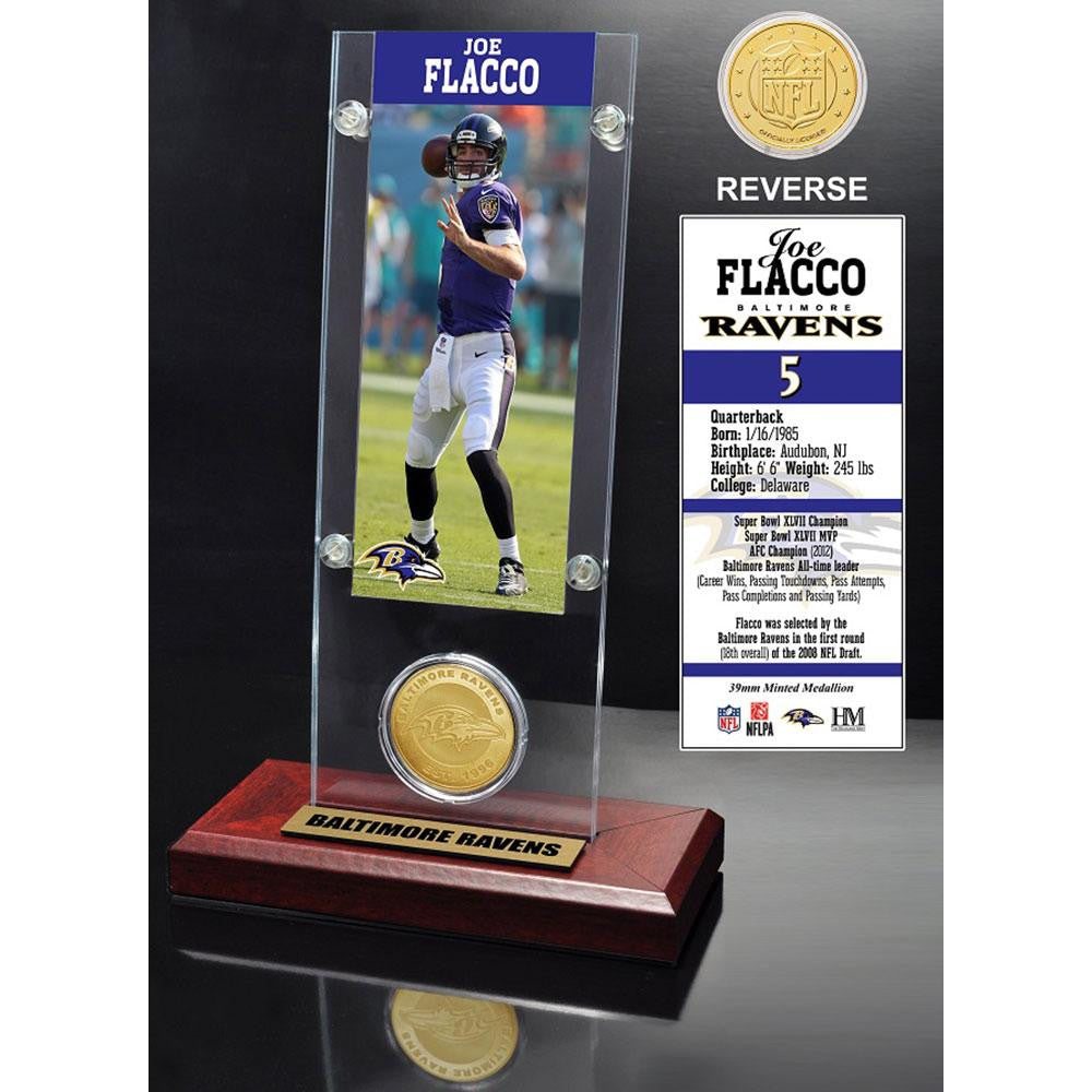 Joe Flacco Ticket & Bronze Coin Acrylic Desk Top