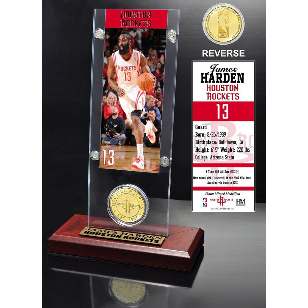 James Harden Ticket & Bronze Coin Acrylic Desk Top