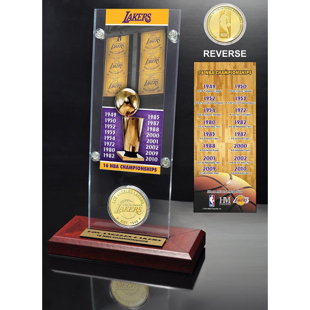 Los Angeles Lakers 16-time NBA Champions Ticket & Bronze Coin Acrylic Desk Top