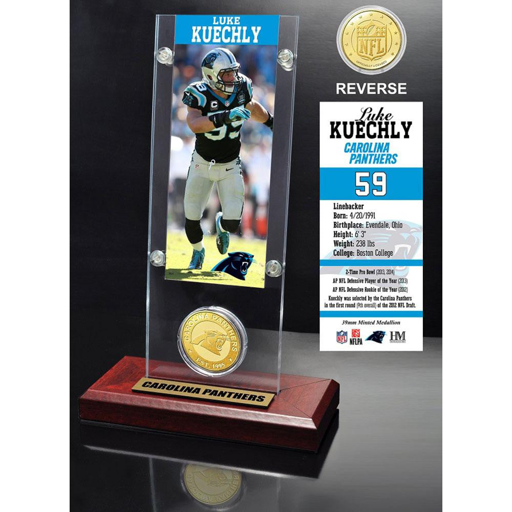 Luke Kuechly Ticket & Bronze Coin Acrylic Desk Top