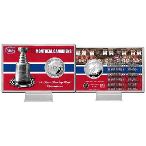 Montreal Canadiens NHL Montreal Canadians Stanley Cup inHistoryin Silver Coin Card