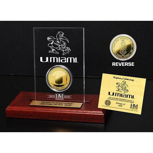 Miami Hurricanes 24KT Gold Coin Etched Acrylic