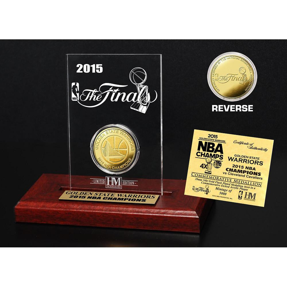Golden State Warriors 2015 NBA Finals Champions Etched Display Gold Mint Coin