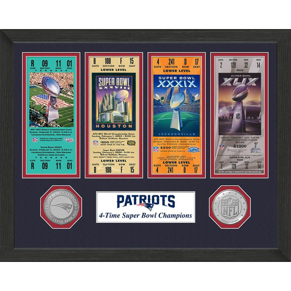 New England Patriots 4-time Super Bowl Champions Ticket Collection