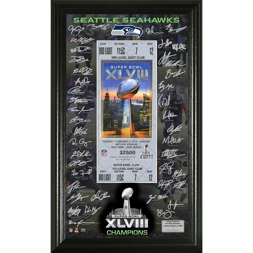 Seattle Seahawks Super Bowl 48 Signature Ticket