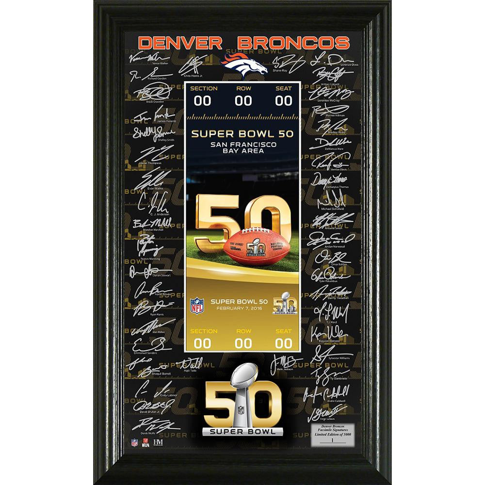 Denver Broncos Super Bowl 50 Signature Ticket