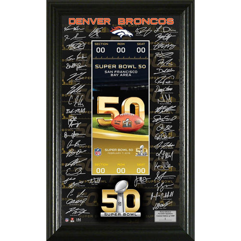 Denver Broncos Super Bowl 50 Signature Ticket