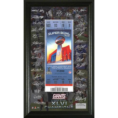 Super Bowl XLVI Champions Signature Ticket Frame