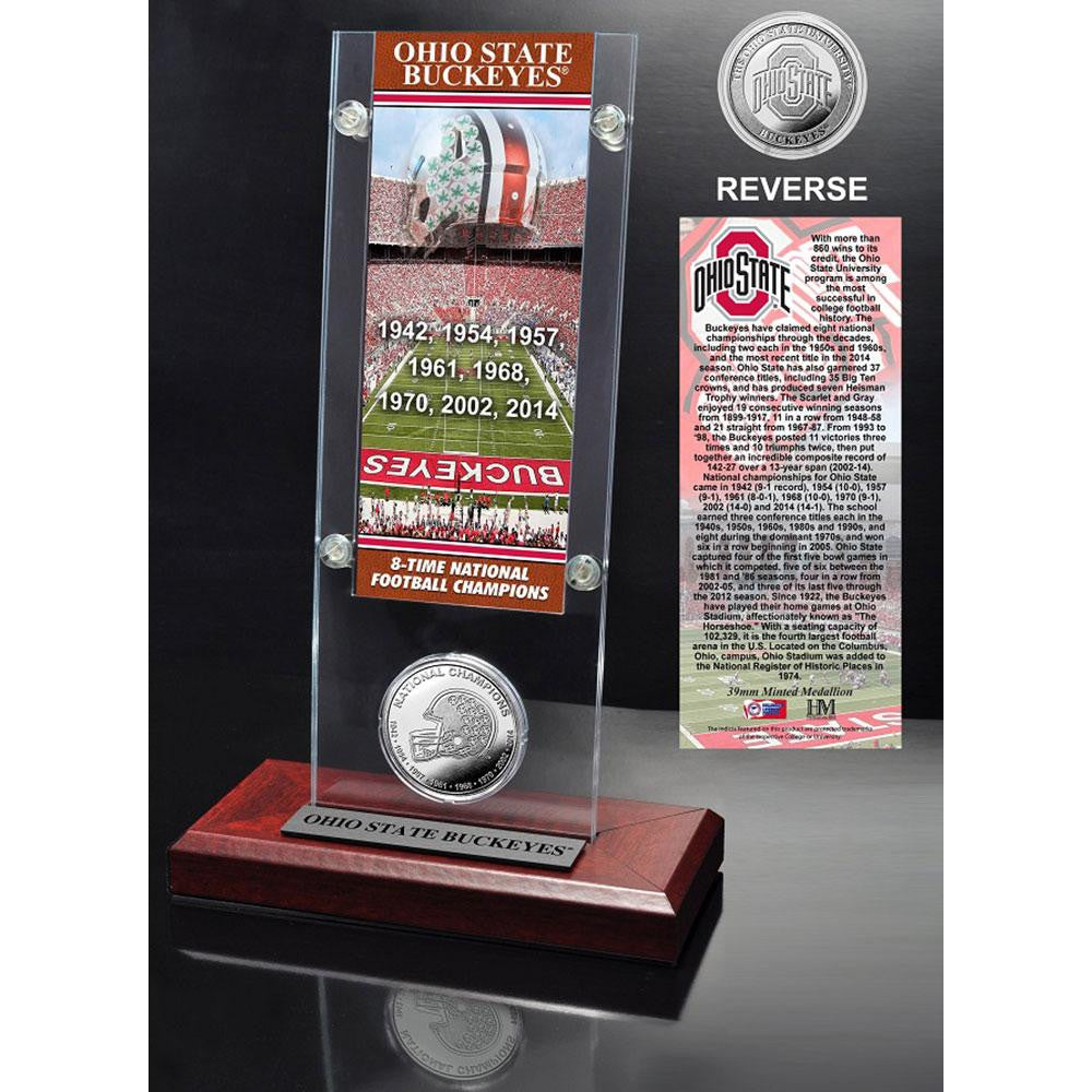 Ohio State University 8-Time National Champions Ticket & Minted Coin Acrylic Desk Top