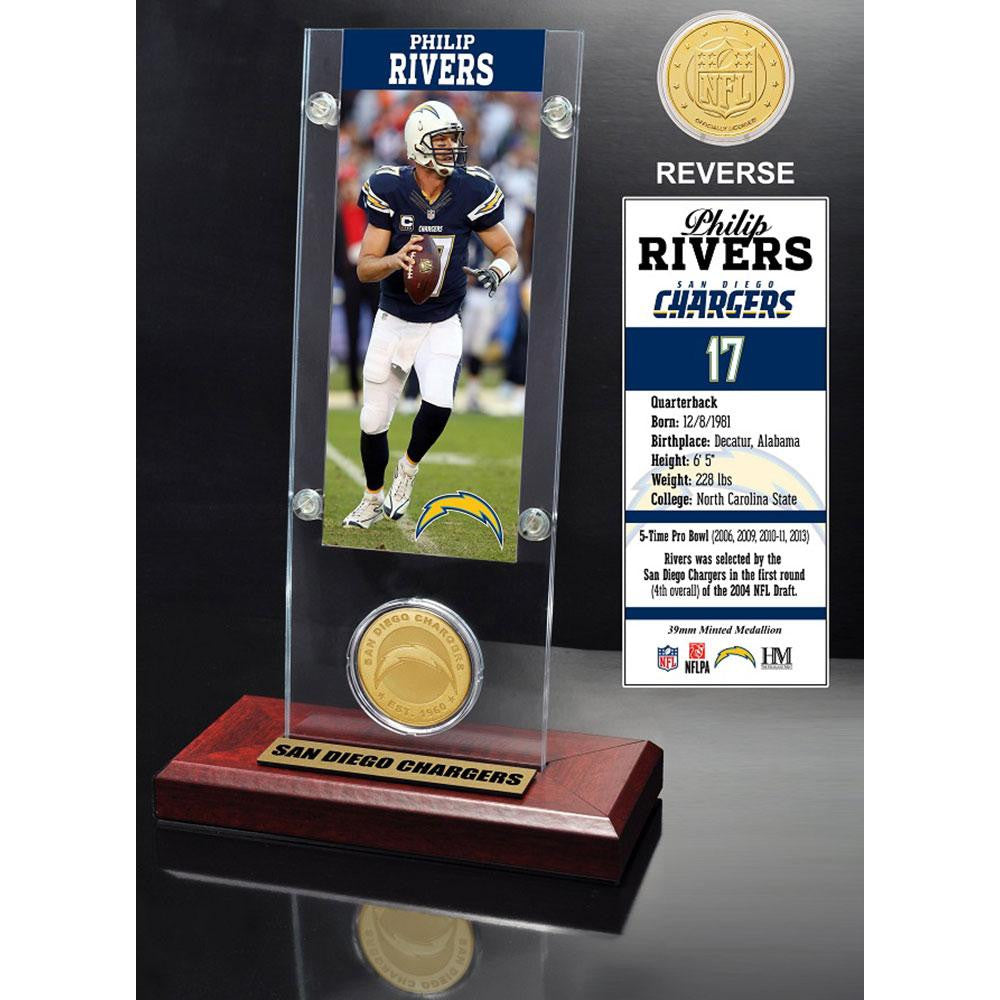 Phillip Rivers Ticket & Bronze Coin Acrylic Desk Top