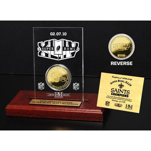 New Orleans Saints Super Bowl 44 Champs 24KT Gold Etched Acrylic