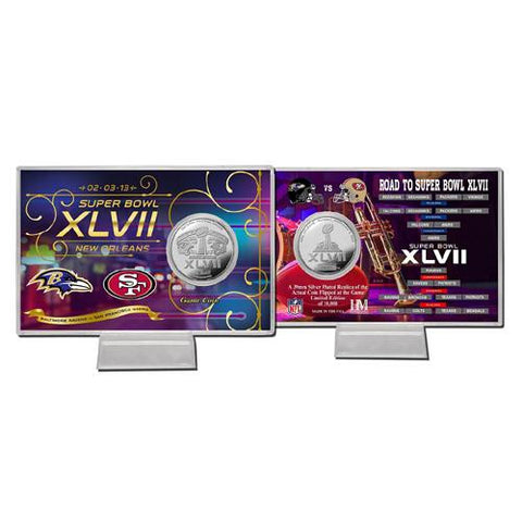 Super Bowl XLVII Silver Flip Coin Card