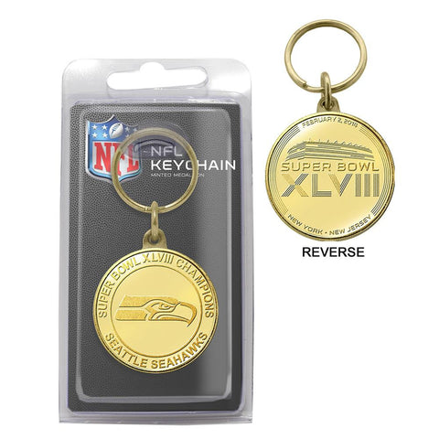 Seattle Seahawks Super Bowl 48 Bronze Coin Keychain