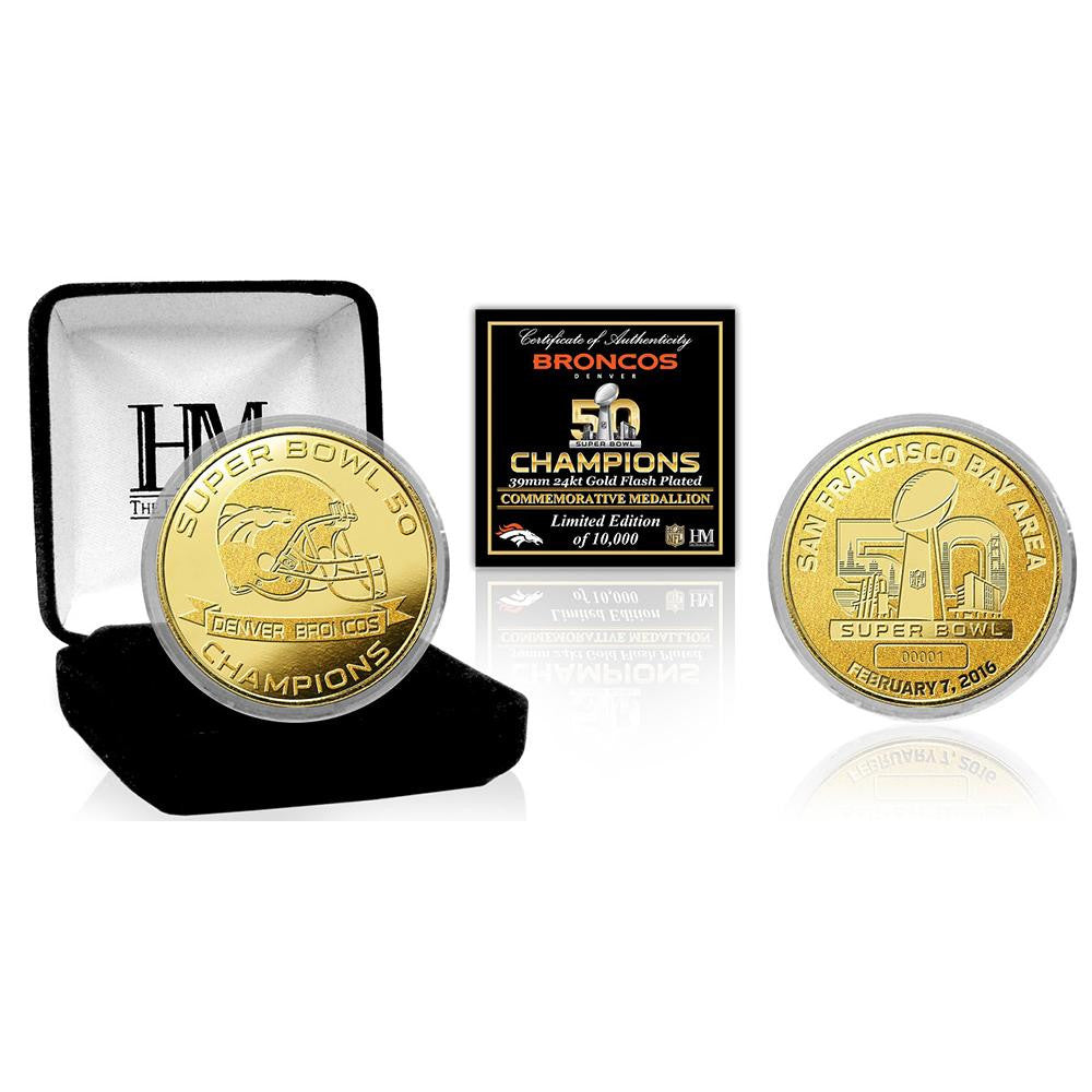 Denver Broncos Super Bowl 50 Champions Gold Mint Coin