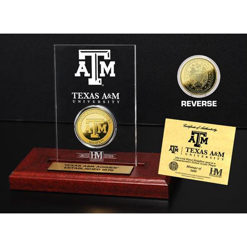 Texas A&M 24KT Gold Coin Etched Acrylic
