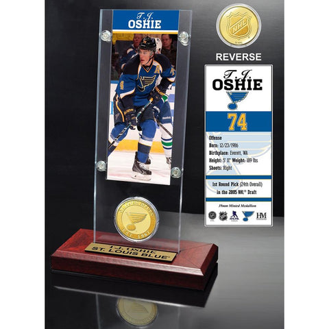 T.J. Oshie Ticket and Bronze Coin Desktop Acrylic