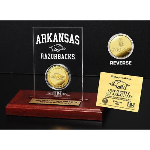 University of Arkansas  24KT Gold Coin Etched Acrylic