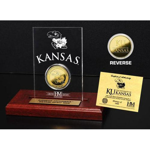 University of Kansas 24KT Gold Coin Etched Acrylic