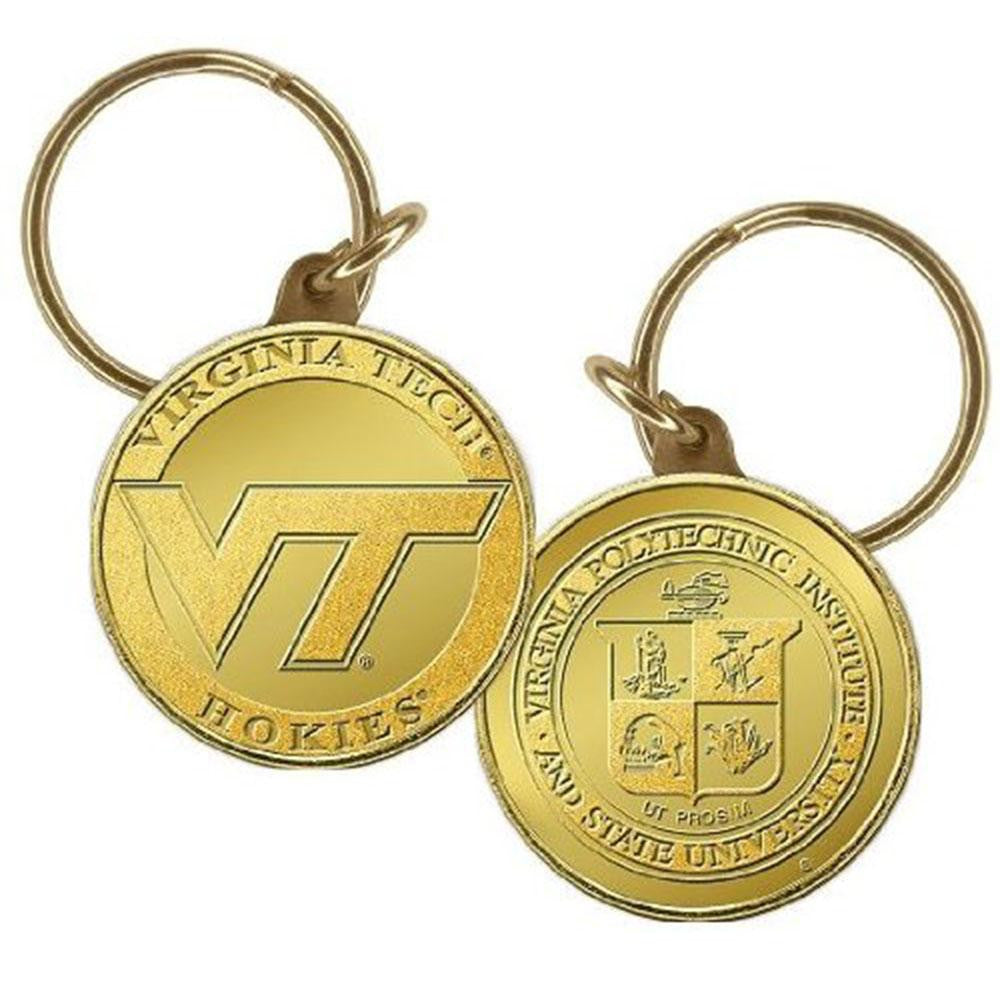 Virginia Tech Bronze Coin Keychain