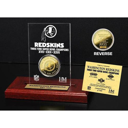 Washington Redskins 3x SB Champs Etched Acrylic