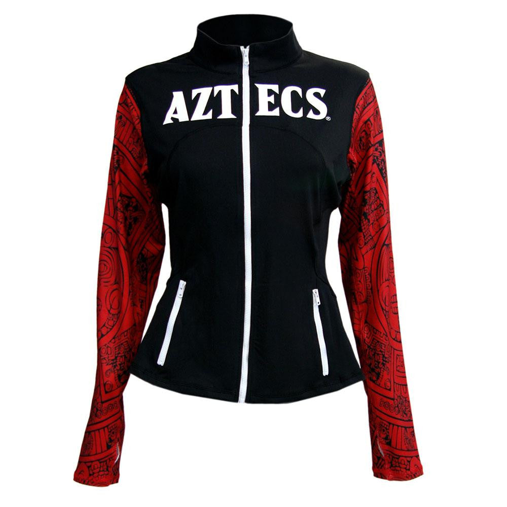 San Diego State Aztecs NCAA Womens Yoga Jacket (Aztec Calendar) (Black) (Medium)