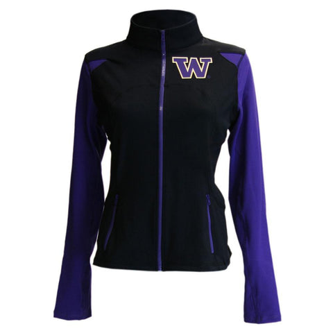 Washington Huskies NCAA Womens Yoga Jacket (Black) (Large)