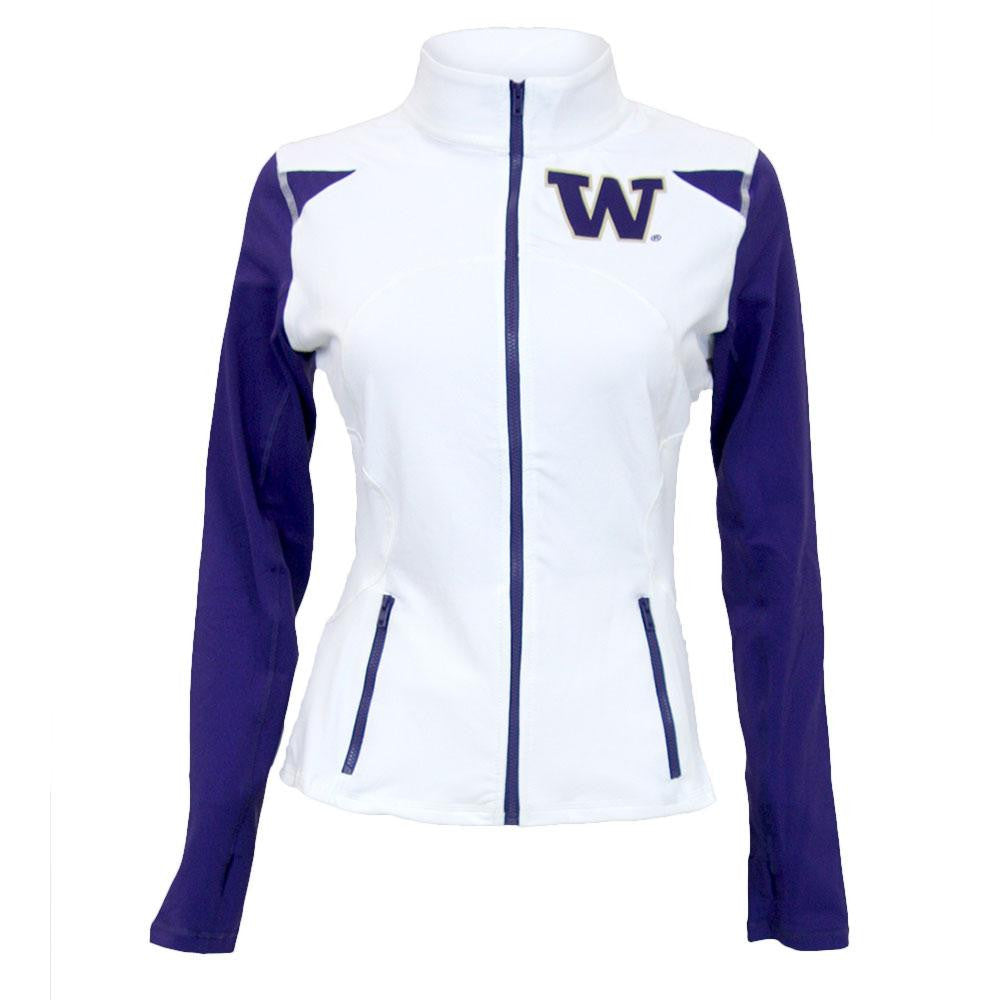 Washington Huskies NCAA Womens Yoga Jacket (White) (X-Small)