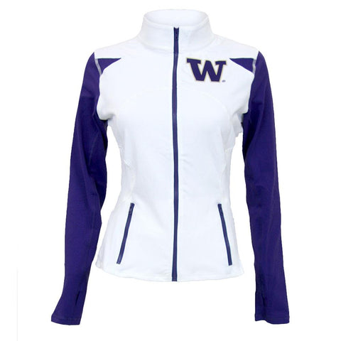 Washington Huskies NCAA Womens Yoga Jacket (White) (Medium)