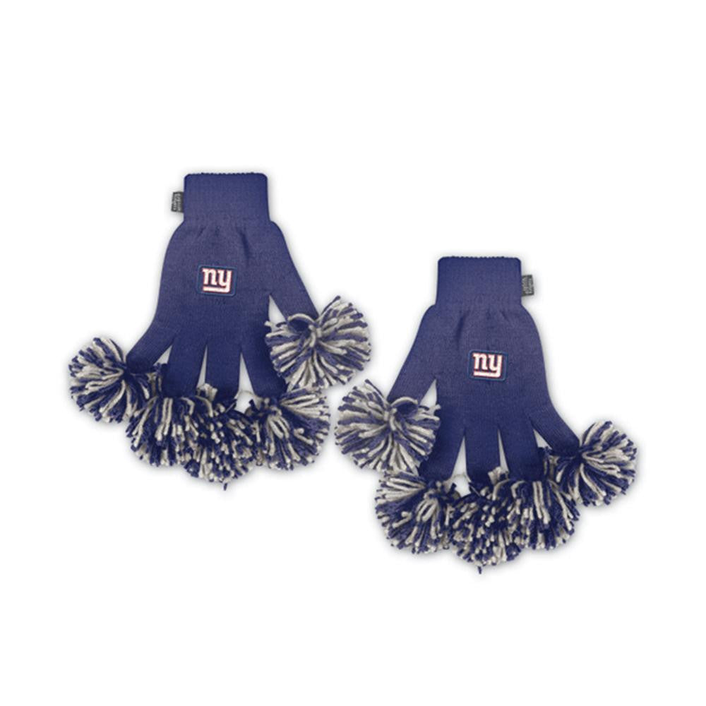 New York Giants NFL Spirit Fingerz Embroidered Pom Gloves