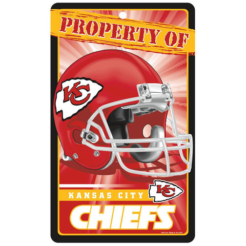Kansas City Chiefs NFL Property Of Plastic Sign (7.25in x 12in)