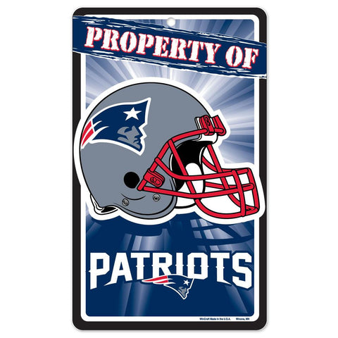 New England Patriots NFL Property Of Plastic Sign (7.25in x 12in)