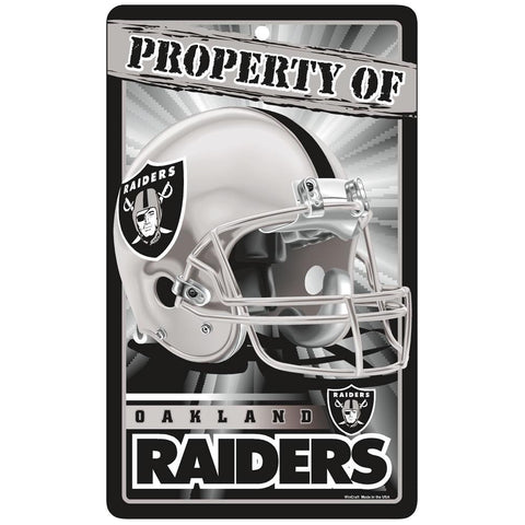Oakland Raiders NFL Property Of Plastic Sign (7.25in x 12in)