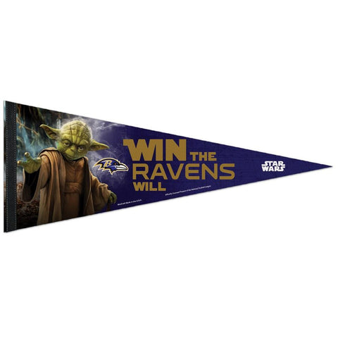 Baltimore Ravens NFL Star Wars Yoda Premium Pennant (12in. x 30in.)