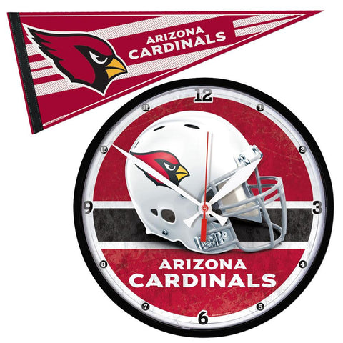 Arizona Cardinals NFL Round Wall Clock and Pennant Gift Set