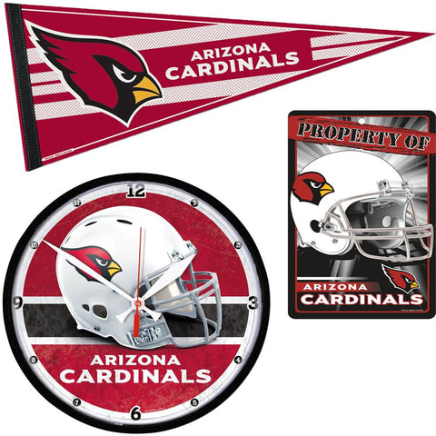 Arizona Cardinals NFL Ultimate Clock, Pennant and Wall Sign Gift Set