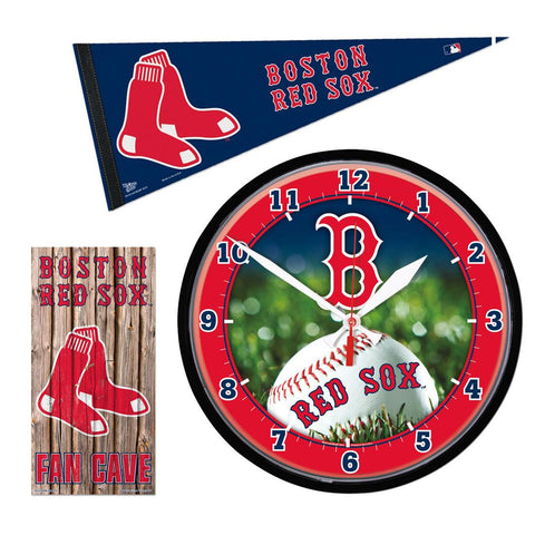 Boston Red Sox MLB Ultimate Clock, Pennant and Wall Sign Gift Set