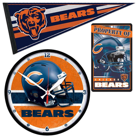 Chicago Bears NFL Ultimate Clock, Pennant and Wall Sign Gift Set