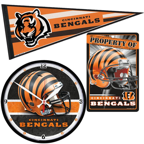 Cincinnati Bengals NFL Ultimate Clock, Pennant and Wall Sign Gift Set