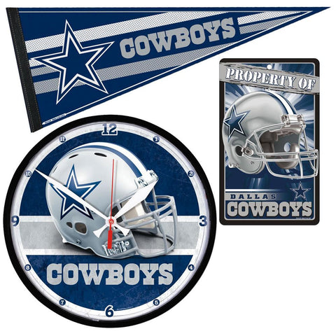 Dallas Cowboys NFL Ultimate Clock, Pennant and Wall Sign Gift Set