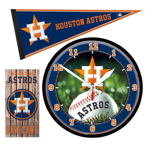 Houston Astros MLB Ultimate Clock, Pennant and Wall Sign Gift Set