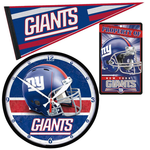 New York Giants NFL Ultimate Clock, Pennant and Wall Sign Gift Set
