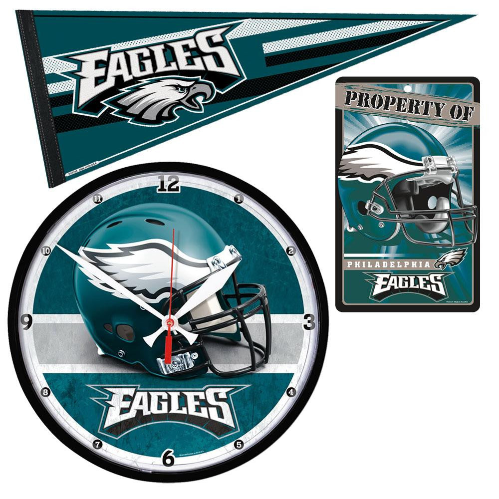 Philadelphia Eagles NFL Ultimate Clock, Pennant and Wall Sign Gift Set