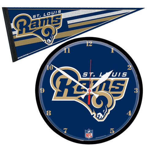 St. Louis Rams NFL Round Wall Clock and Pennant Gift Set