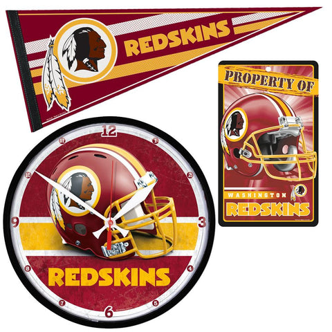 Washington Redskins NFL Ultimate Clock, Pennant and Wall Sign Gift Set